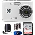 KODAK Pixpro FZ45 Digital Camera Bundle, Includes: SanDisk 32GB Memory Card, Spare Batteries, Hard Shell Camera Case and Card Reader (5 Items) (White)