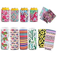 12 PCS Beer Can Cooler Sleeves Colourful Neoprene Beer Can Cooler Covers Beer Cooler Beer Holders Perfect for 12oz Slim Drink Beer Cans