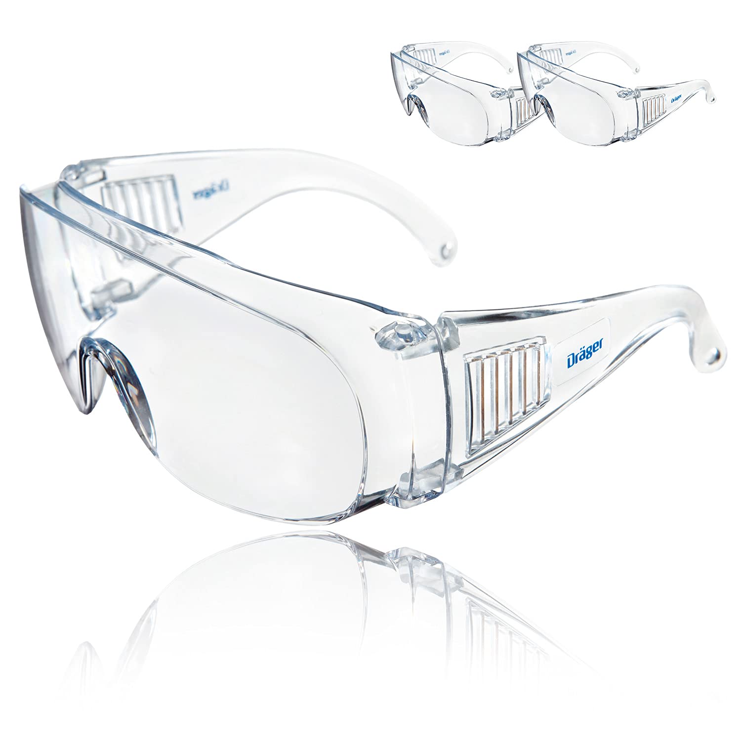 Dräger Safety Over-Glasses X-pect 8110 | 3 Pairs | Anti-Fog Eye Protective Workplace Goggles for Professional or Personal Use | For Construction, Laboratory, Chemicals