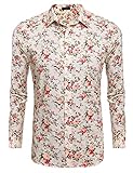 COOFANDY Men's Floral Print Slim Fit Long Sleeve Casual Button Down Shirt