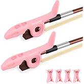 RANMING Violin Bow Holder for Practice&ndash;2Pcs Silicone Hand Position Corrector Non-Slip Teaching Tool for Beginners Students Improve Bow Grip &amp; Posture Violin Teaching Aid With 4 Bow Stopper Pink