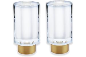BLASTHOME® Luxury Faceted Pillar Finials – Fits Only Signature Collection Curtain Rods (Rod Not Included) – Premium Quality, Heavy Metal – Set of Two– Crystal Clear/Brushed Gold Finish