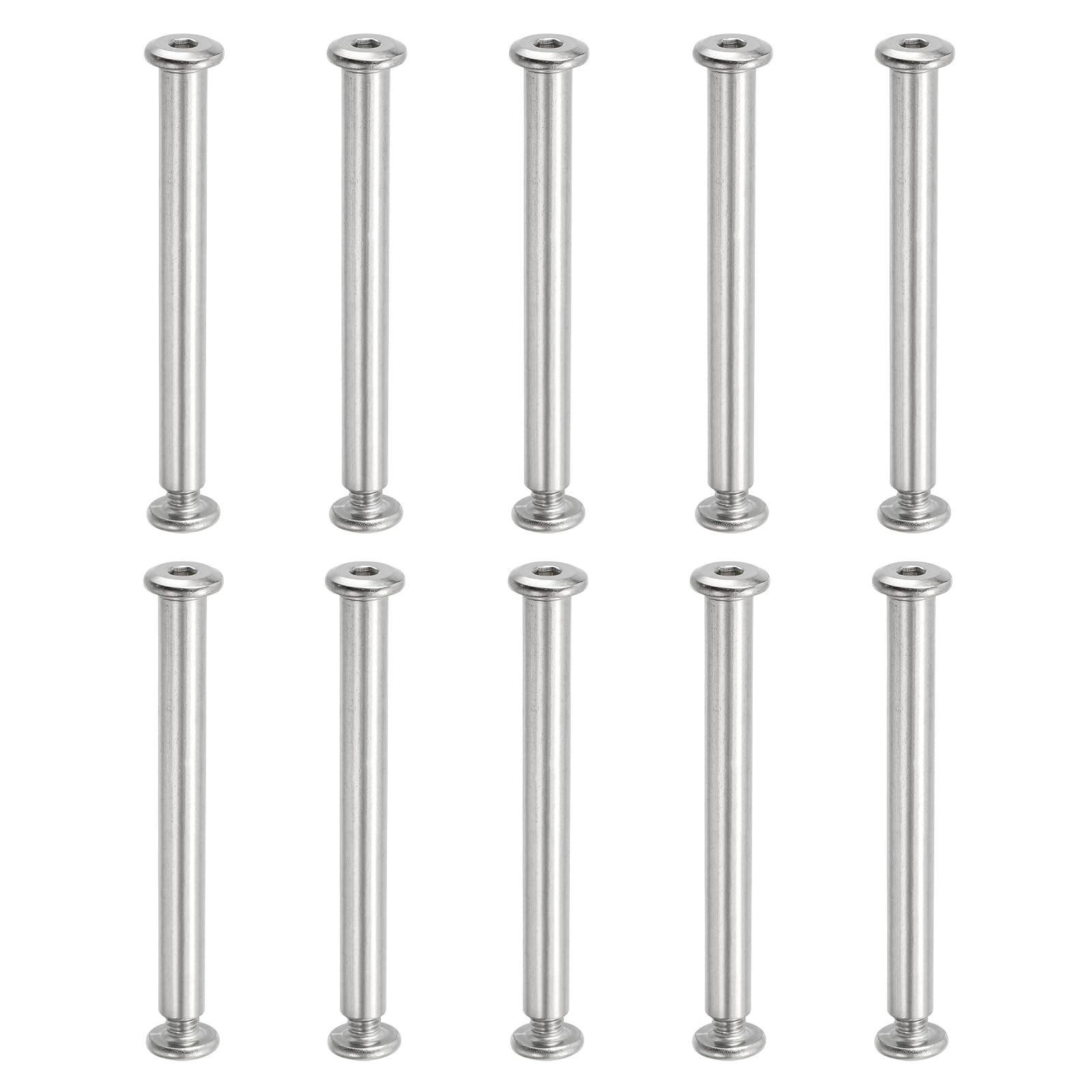 PATIKIL Hex Chicago Screws, 10 Set Binding Screw Posts M6 x 75 mm Connecting Hex Drive Socket Cap Bolt Nuts for Scrapbook Leather Belt Album Photo Furniture Repair, Silver