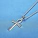 LineAve Stainless Steel Egyptian Ankh Cross Pendant Necklace, Unisex, 22