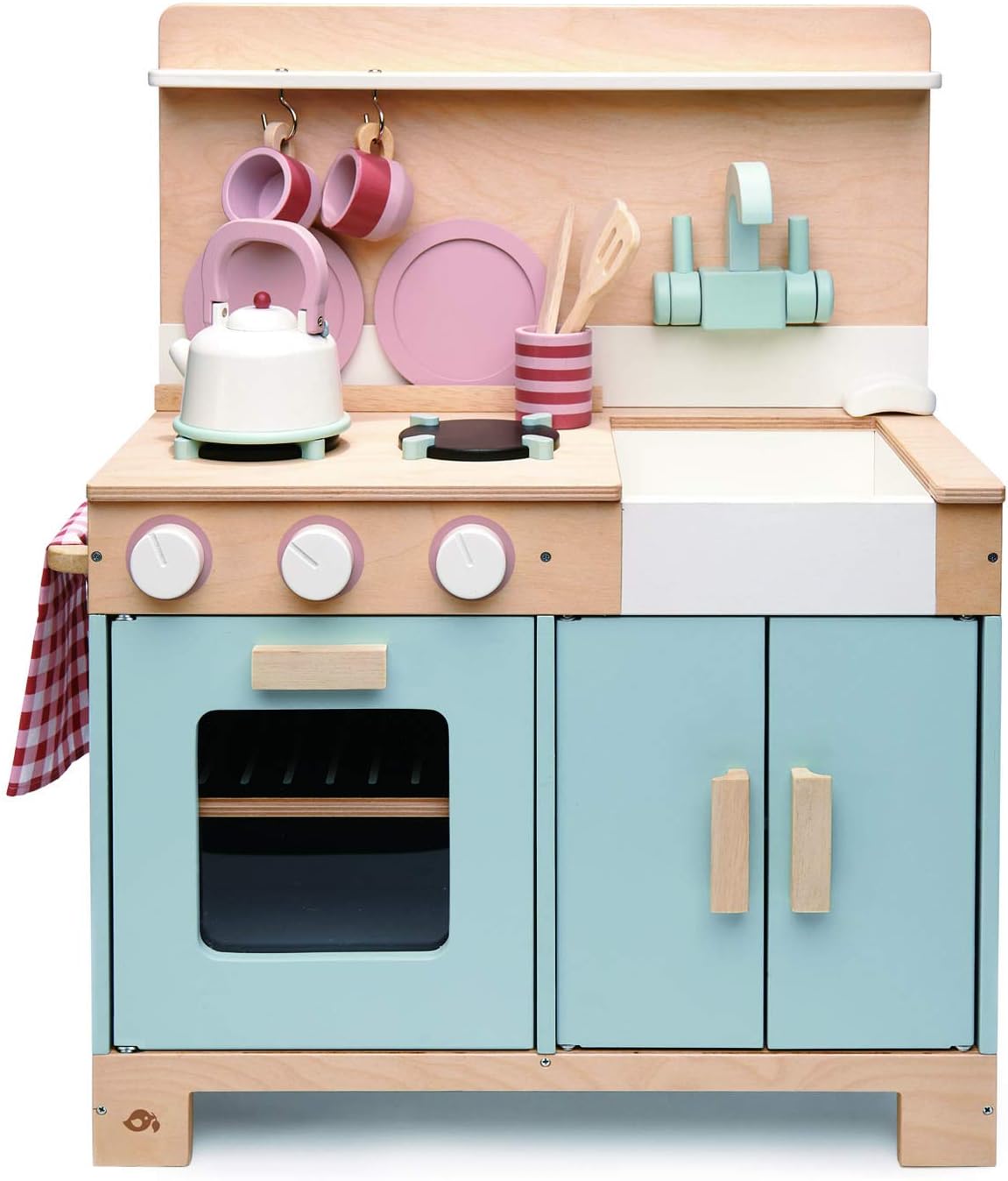 Tender Leaf Toys Mini Chef Home Kitchen – Wooden Kitchenette Fully Equipped with Accessories for Pretend Cooking – Develops Social, Creative & Imaginative Skills – Learning Role Play – Ages 3+ Years
