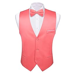 Barry.Wang Mens Coral Pink Formal Vest V-neck Slim