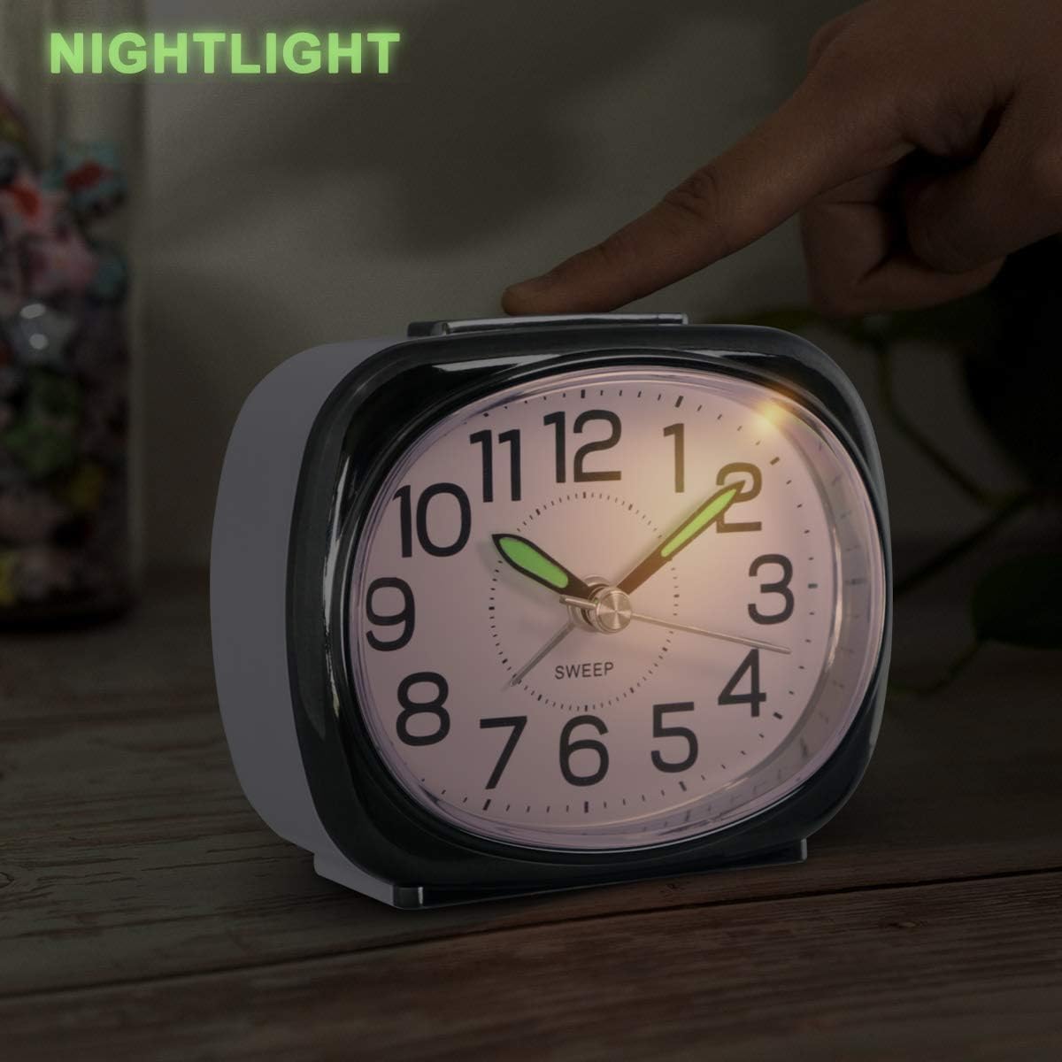 Neucox Silent Alarm Clocks Bedside Non Ticking Battery Powered Simple Analogue Alarm Clock Desk Clock with Light Snooze Large Numbers Quiet Bedroom Clocks for Heavy Sleepers Office Table - Image 5