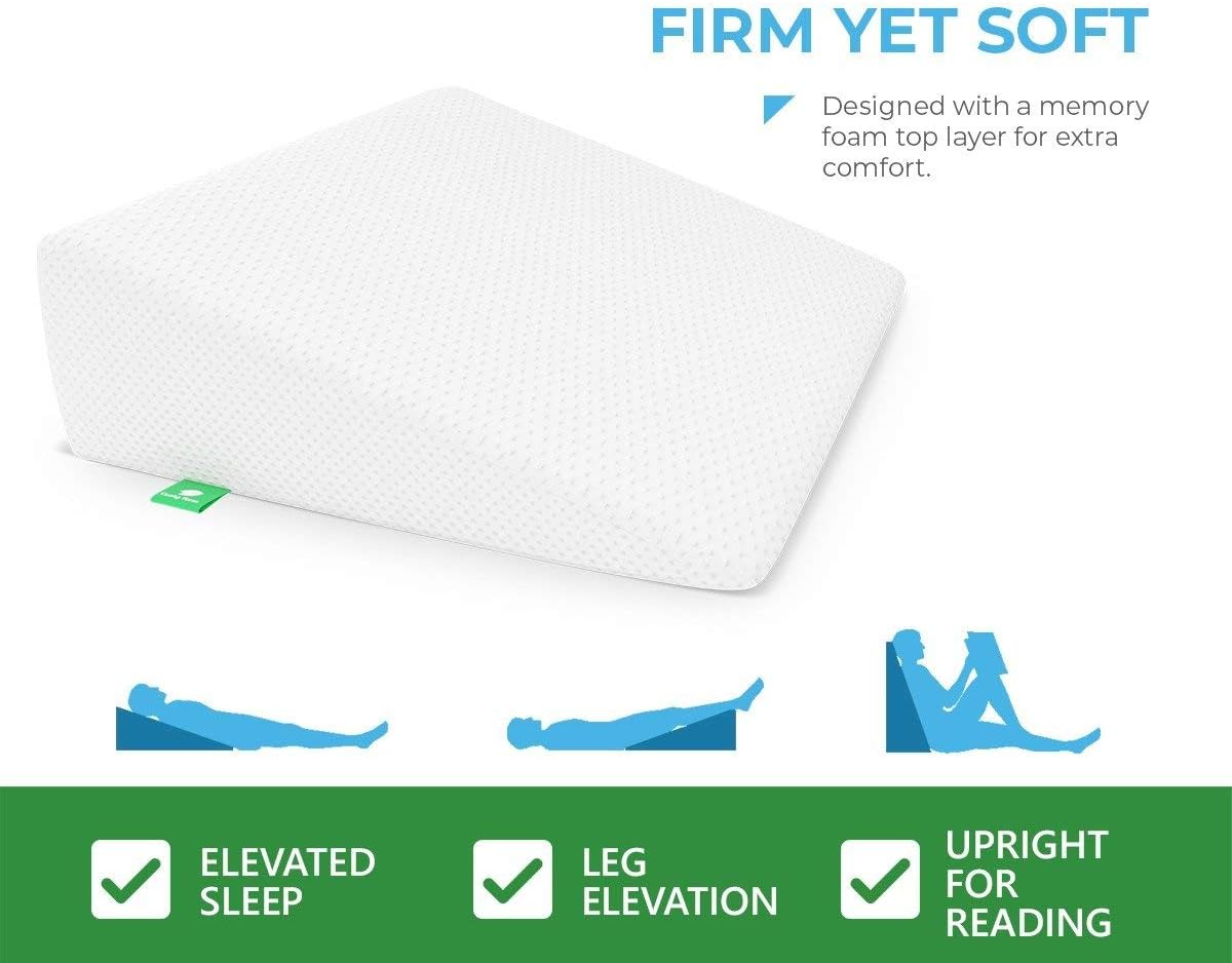 Wedge Pillow for Sleeping - 7.5 Inch Memory Foam Bed Wedge for Sleeping, Reading, Post Surgery & Leg Elevation - Triangle Pillow with Washable Cover 26x25x7.5 inch: Home & Kitchen