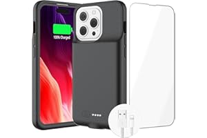 GIN FOXI Battery Case for iPhone 14/14Pro/13/13Pro, Real 7000mAh Ultra-Slim Battery Charging Case Rechargeable Anti-Fall Protection Battery Charger Charger for iPhone 14 Pro/14/13/13Pro(6.1 inch)