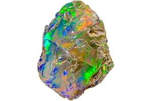 JAGUAR GEMS Ethiopian Opal Rough Gemstones Multi Fire Welo Opal Stones for Tumbling & Jewelry Making Supplies Healing Crystals Gems Rocks Loose Gemstones
