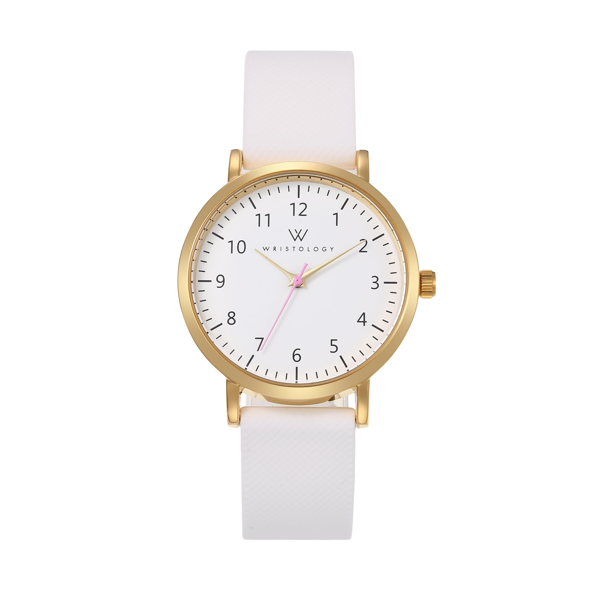 WRISTOLOGY 19 Options,Maxi Numbers Watch, Silicone Band,Interchangeable Silicone Strap,Easy to Read Analog Face with Second Hand for Women, Men, Nurses, Teachers, Seniors, EMT Olivia,White, Olivia