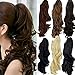 S-noilite Clip In Ponytail Hair Extensions Claw Clip In Ponytail Extention Hairpiece Long Curly Jaw Clip In Ponytail for Women Synthetic Fiber Hair 18 Inch Medium Brown