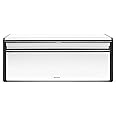 Brabantia Rectangular Fall Front Bread Box (Brilliant Steel/Black) Large Front Opening Flat Top Bread Store for Kitchen Counter, Fits 2 Loaves
