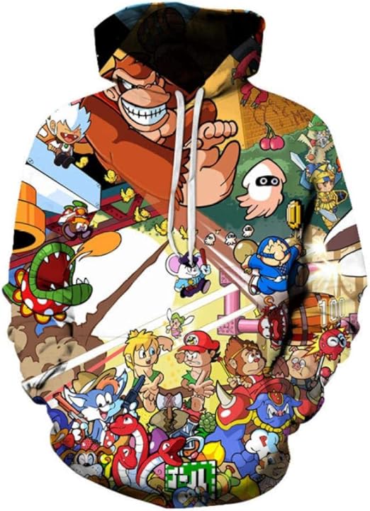 Amazon メンズ パーカー 3dプリントアニメスウェットシャツ漫画メンズパーカーカラーファッションルーズプルオーバーユニセックス トレーナー パーカー 通販