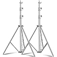 SUPON 2 Packs Stainless Steel Light Stand 110" /2.8m, Spring Cushioned Heavy Duty Tripod Stand with 1/4-inch to 3/8-inch Universal Adapter for Photography Studio Monolight Softbox Reflector Portrait