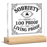 Sobriety Gifts for Men Women, Recovery Sober Gifts Acrylic Sign Motivational Home Office Desk Decor
