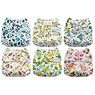 Mama Koala One Size Baby Washable Reusable Pocket Cloth Diapers, 6 Pack with 6 One Size Microfiber Inserts (Mr. Adorable)