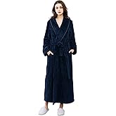 Hellomamma Womens Long Robe Soft Warm Fleece Plush Bathrobe Ladies Sleepwear Pajamas Housecoat Nightgown