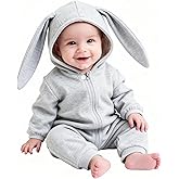 Baby Toddler Boys Clothes Unisex Cute Bunny Long Sleeves Zipper Romper