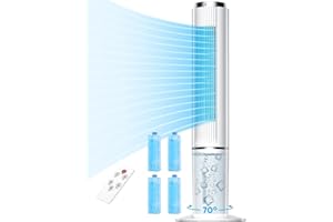 COOLECH Evaporative Air Cooler, 42" Windowless Air Cooler for Room up to 250 Sq. Ft, Swamp Cooler w/ 3 Speeds & 4 Modes, LED Touch Screen, 12H Timer, 1 Gal Water Tank, Remote, 70° Swing Fan for Indoor