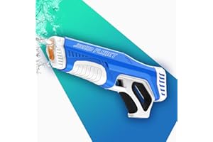JOCUND PLANET Electric Water Gun with Automatic Water Absorption, One Reload 300 Water Bullets, Range of 28-32Ft, Waterproof Automatic Reload Water Squirt Gun Toy for Kids (Blue)