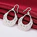 Sterling Silver Plated Dangle Chandelier Cross Hoop Pierced Earrings L158