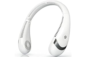 OLV Neck Fan 5000mAh Rechargeable Battery Portable Fan 360° Bladeless Cooling 3 Speeds Powerful Airflow Personal Foldable Neck Fan Gifts for Men Women Home Office,Travel,Sports,Golf,Camping White