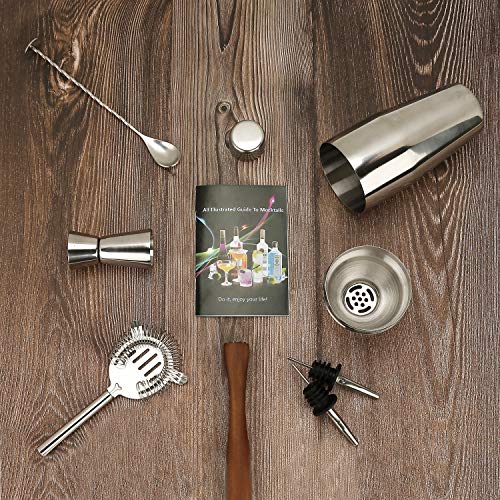 Cocktail Shaker Making Set - 7 Stück Barkeeper Kit Edelstahl Bar Werkzeugset Skandinavischer Stil Home DIY Kit (Silver) – Bild 3