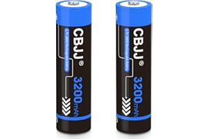 CBJJ 18650 Rechargeable Battery, 3.7V 18650 Battery 3200mAh Button Top Rechargeable Battery for Flashlight, Headlamp (2 Pack, Blue)