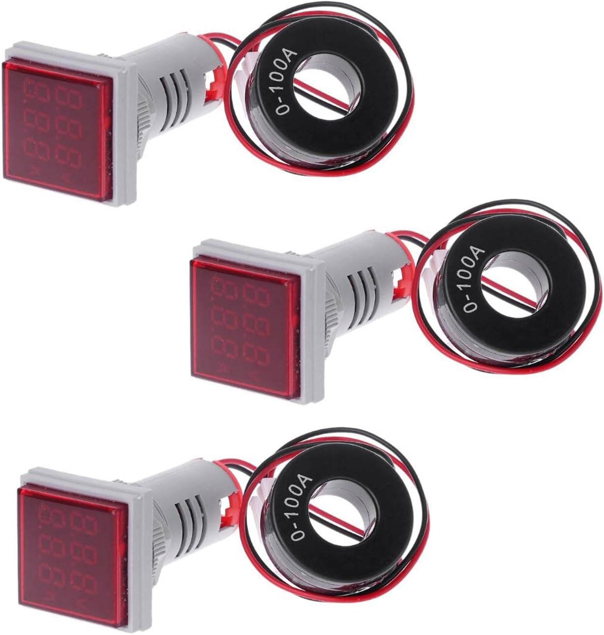 amiciSmart Voltage/Current Meter LED Display Voltmeter Ammeter AC 60-500 V 0-100A(Red) (Pack of 3)