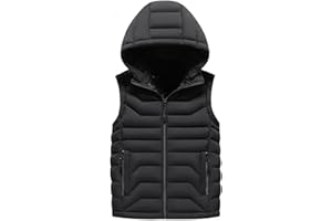 Girls Boys Hooded Puffer Vest Kids Zip up Padded Gilet Warm Winter Sleeveless Quilted Jacket Insulated Down Waistcoat Outwear