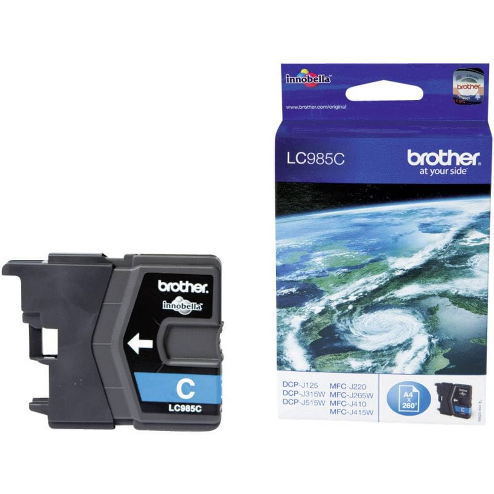 Brother LC-985C Inkjet Cartridge, Cyan, Single Pack, Standard Yield, Includes 1 x Inkjet Cartridge, Brother Genuine Supplies