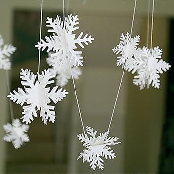 Amazon Com Honbay Winter Wonderland 3d White Snowflake Hanging