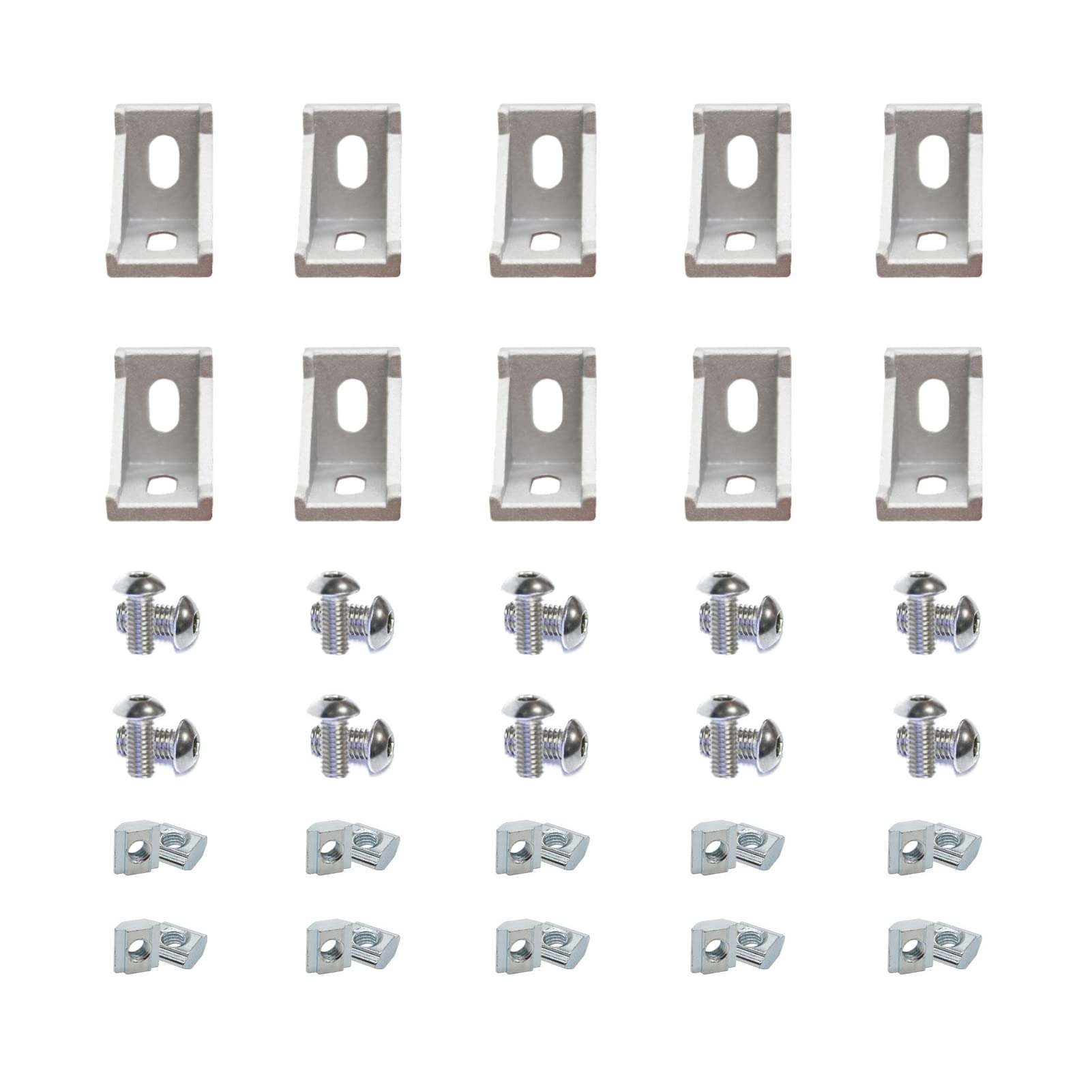 Photo 1 of 1" x 1" 1010 Series Aluminum Extrusion Profiles Fastener T-Solt Connector Set, 10pcs Corner Bracket with T Slide Nuts Hex Screw Bolt Used on 1 Inch x 1 Inch Extrusion Profiles Rail