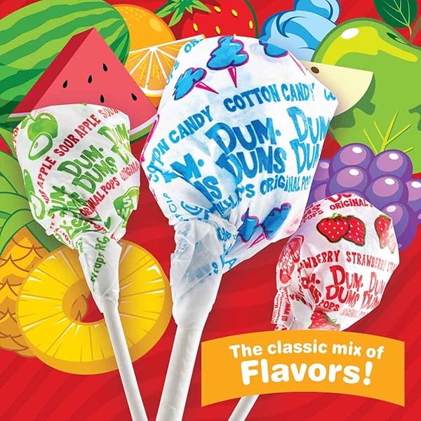 DUM DUMS ORIGINAL MIX 400 CT. BAG – ALL-TIME CLASSIC FLAVORS, ASSORTED SUCKERS IN BULK CANDY BAG – INDIVIDUALLY WRAPPED LOLLIPOPS FOR ANY OCCASION