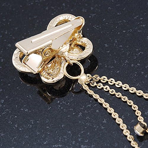 Bridal/Wedding/Prom Double Butterfly Clear Crystal Hair Beak Clip/Concord Clip In Gold Tone, white / ivory, gold - Image 5