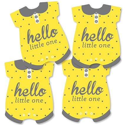 Amazon Com Hello Little One Yellow And Gray Baby Bodysuit