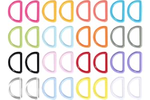 jojofuny 48pcs 20mm Semicircle Nylon Plastic D Rings Mixed Colors for Bag Accessories, Purse Random Color