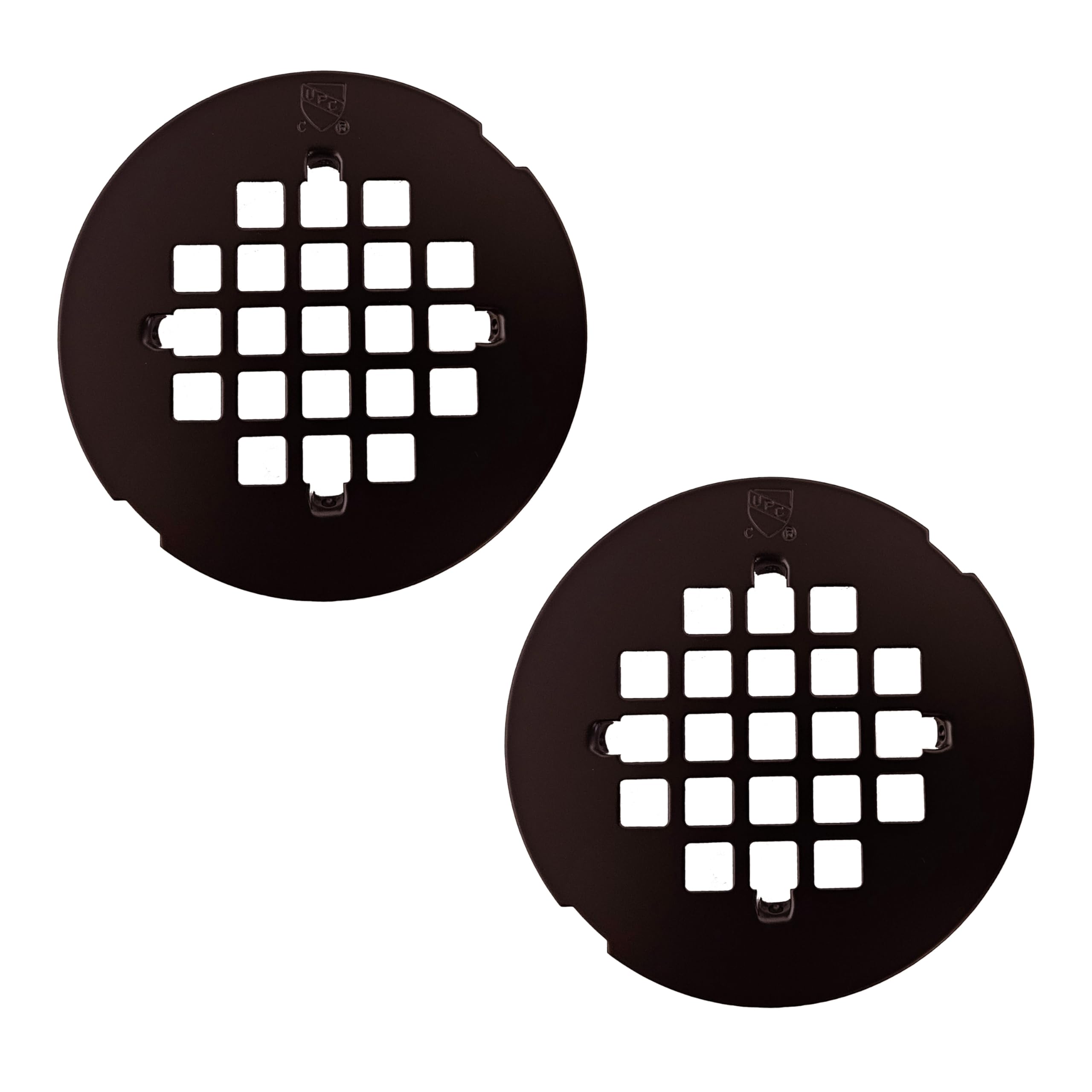 Westbrass D319-2-12 4-1/4" OD Casper Style Brass Snap-in Shower Strainer Grid Drain Cover, Oil Rubbed Bronze (2-Pack) Image