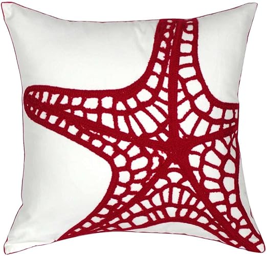 Amazon Com Decopow Embroidered Red Starfish Throw Pillow Covers