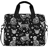 DerlonKaje Laptop Bag 15.6 inch, Waterproof Laptop Case with Strap, Protective Laptop Carrying Case for Women&Men, Death Halloween Cats Gothic