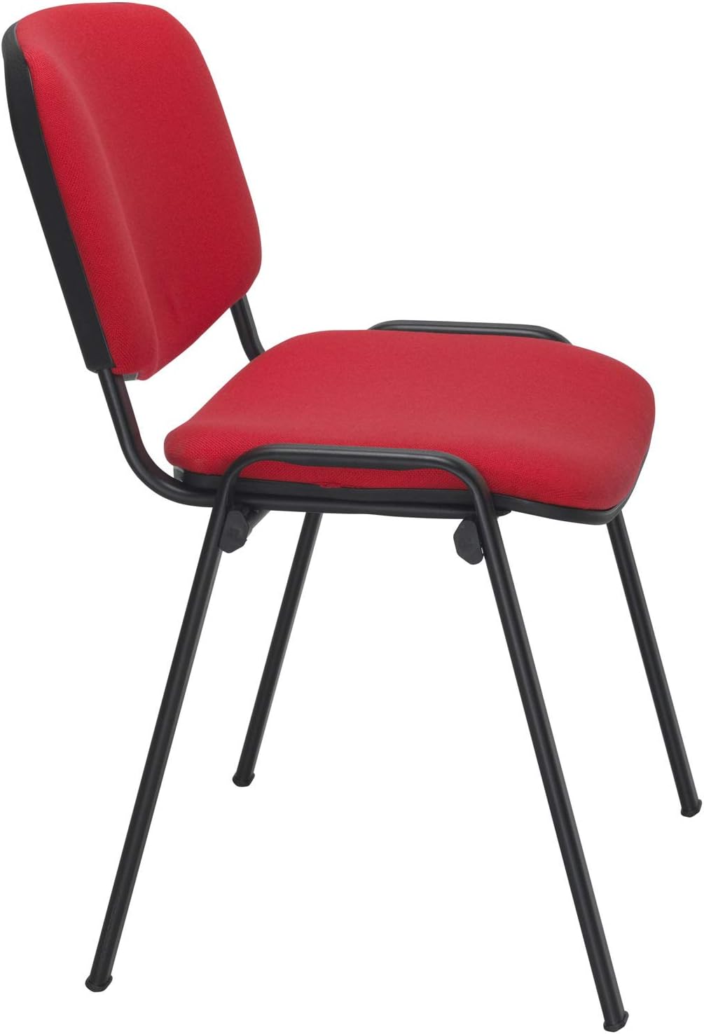Office Hippo Heavy Duty Stackable Reception Chair, Black Frame, Fabric, Red, Pack of 4 - Image 4