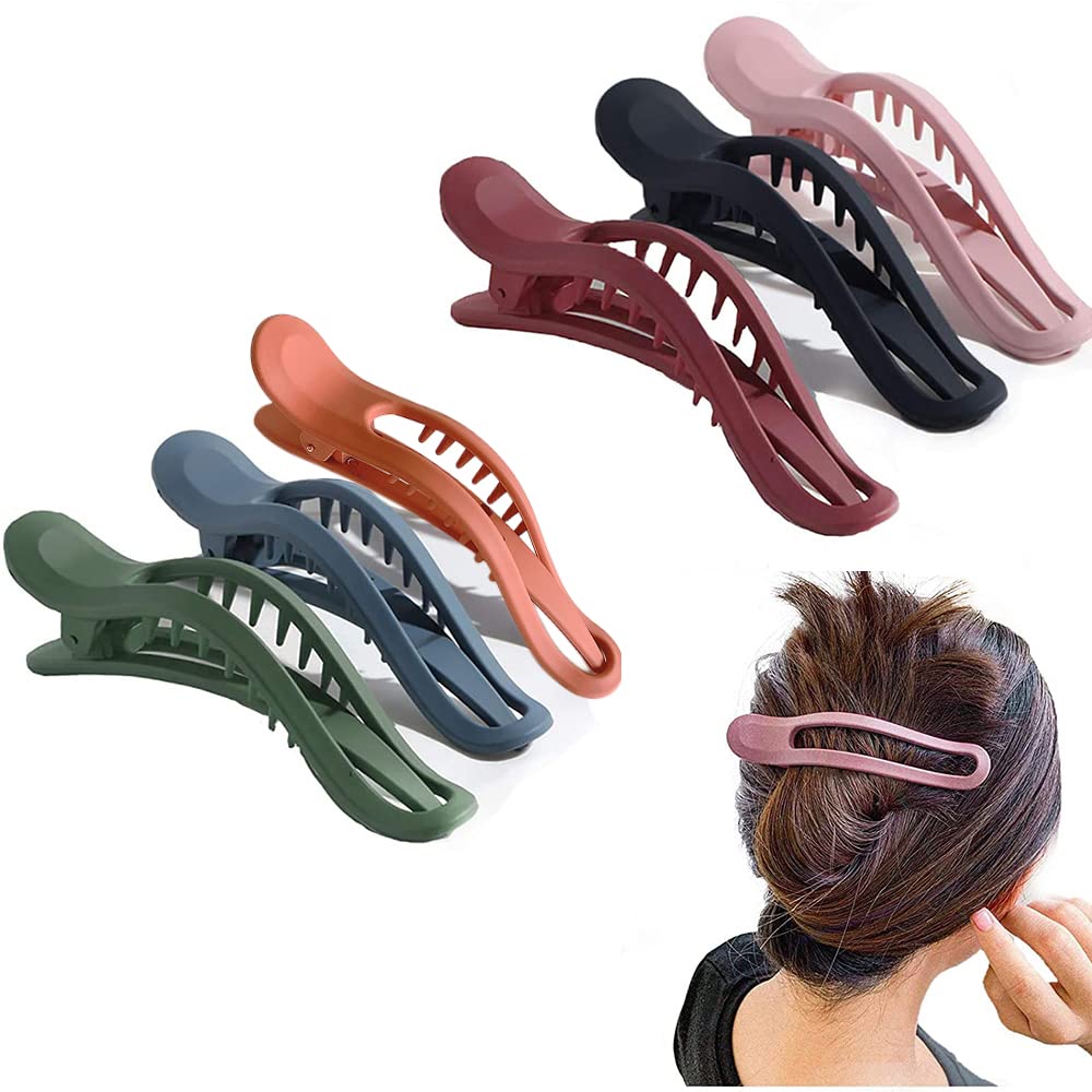 6 Pieces Hair Claw Clips, Large Hair Clip, Multicolor Hair Clip, Curved Hair Clip, Strong Hair Clips, Classic Hair Clip, Duckbill Hairpin, Morandi Color Hairpin for Ladies, Barber Shop(6 Colors)