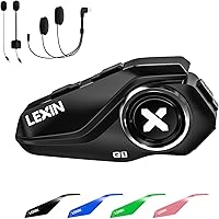 LEXIN G1 Motorcycle Bluetooth Headset, Helmet Bluetooth Speaker with 2 Type Mics, Hands-Free Call/Music/GPS, IP67 Waterproof