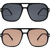 HERJOUR Retro Trendy Square Aviator Sunglasses Womens Mens 70s Classic Vintage Oversized Sun Glasses AR82173