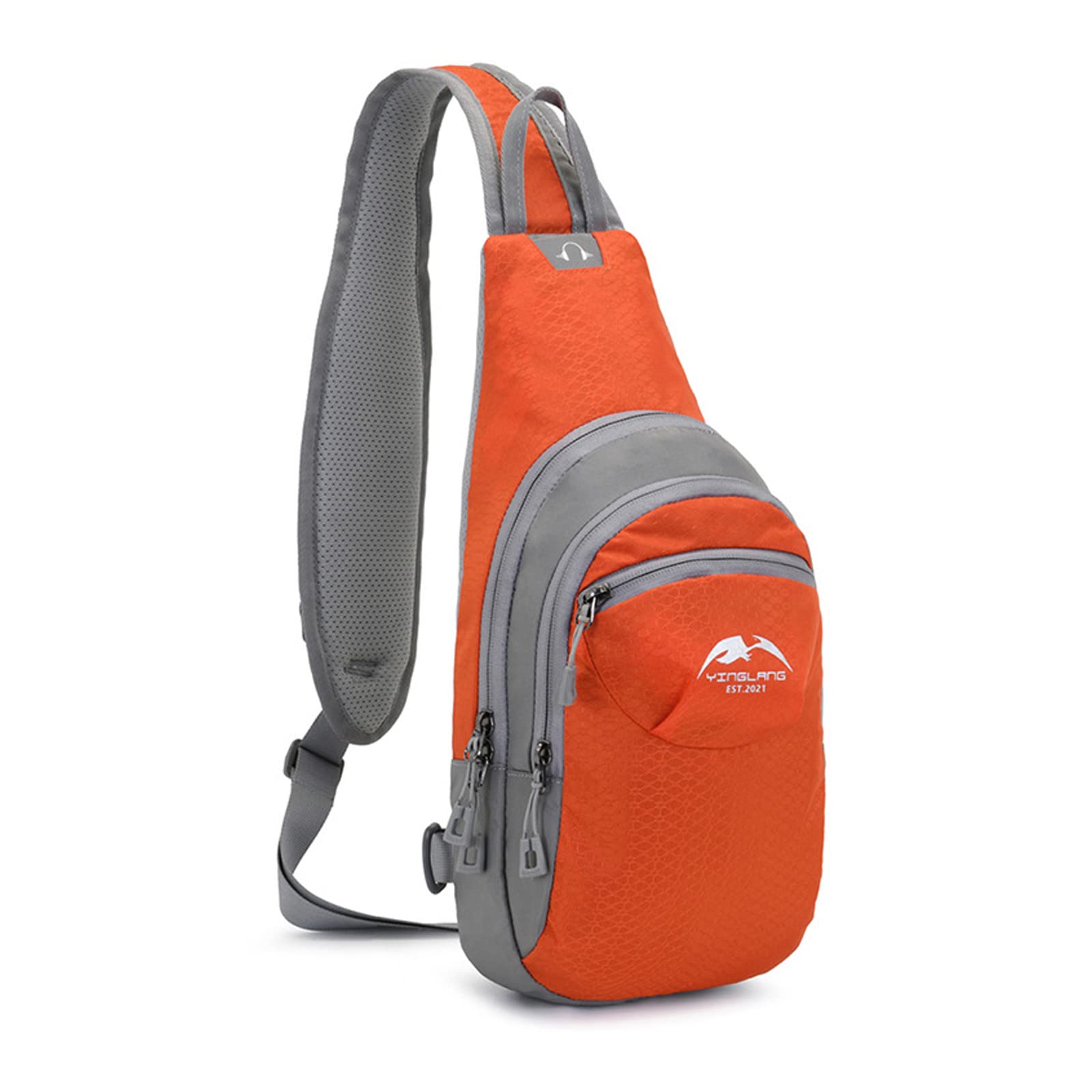 FANDARE Unisex Sling Bags Chest Shoulder Hiking Backpack Women Men Crossbody Bags Cover Pack Sport Rucksack for Travel Bicycle Sport Gym Daypacks with Earphone Hole Small Daypacks Orange
