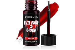 BOBISUKA Halloween Fake Blood, Edible Stage Blood 0.53oz, Realistic Vampire Blood SFX Makeup Kit, Washable Faux Blood Gel for Zombie Monster Special Effects Makeup, Costume Cosplay, Stage&Film (Fresh)
