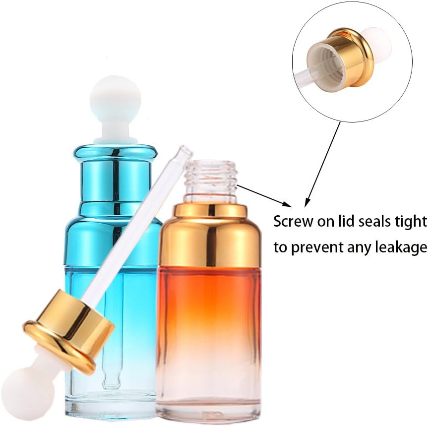 Empty Glass Bottles for Essential Oils Small Lightweight Colorful Bottles Different Sizes Dropping Bottles 6 Pack 1 Plastic Funnel 2 Plastic Droppers 16 Lables: Home Improvement