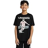 Messi Boys' Lifestyle Short Sleeve Top, Loose-Fit Shirt with Logo, Comfortable, All-Day Wear, Stretch Limo, 14-16