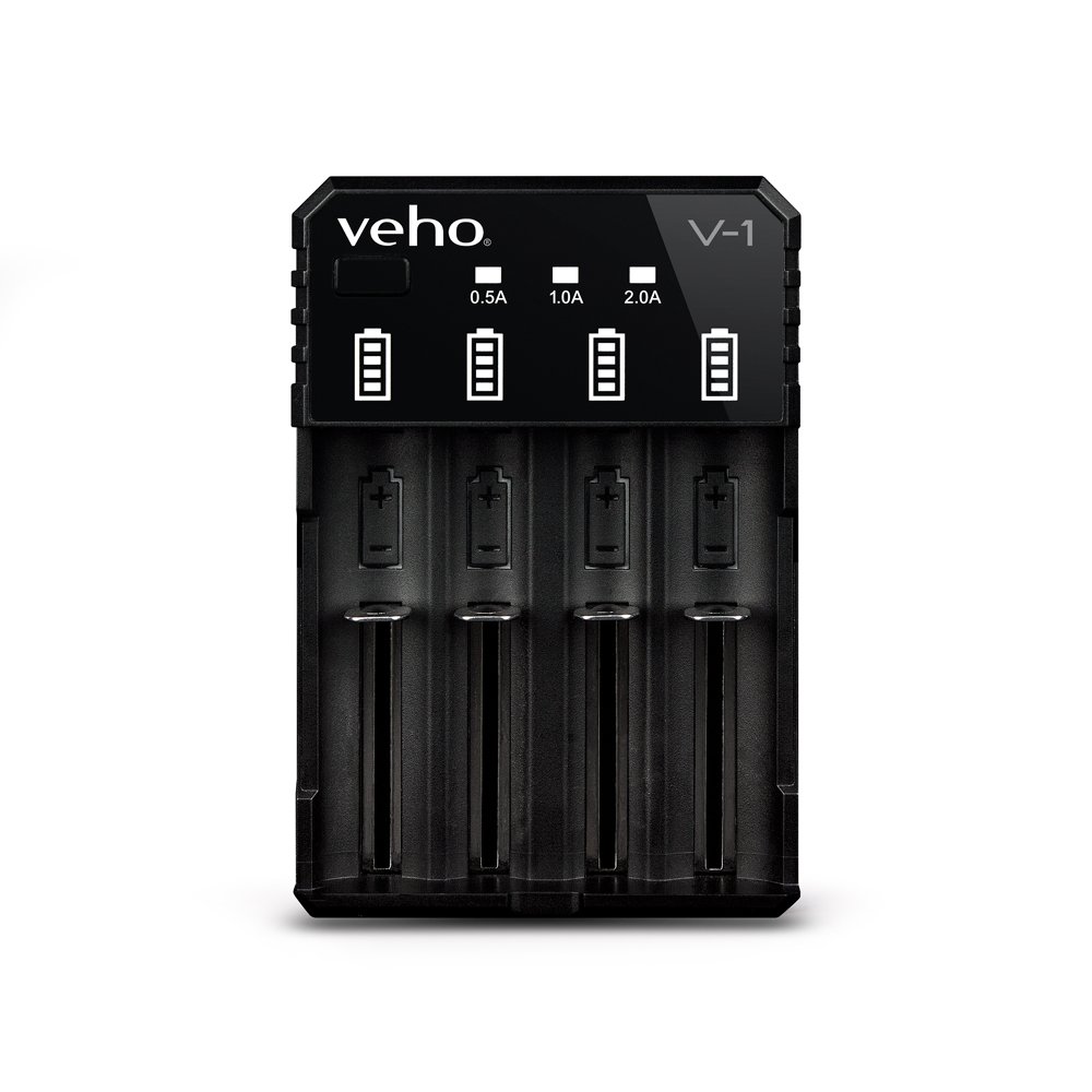Veho Pebble V-1 USB Battery Charger | X4 Channels | Over-Charging Protection | Anti-Reverse Charging | LED Display | Black (VPP-011-V1)